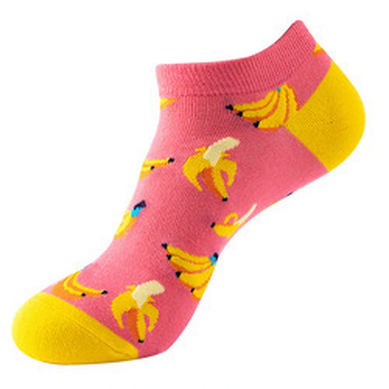 Unisex funny fashion ankle socks Low Cut Breathable Invisible Fruit Pattern Boat Ankle High Quality Socks