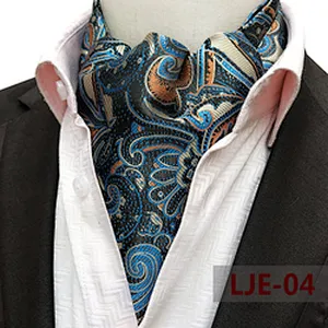 Fashion Paisley Folard Mens Ascot Casual Cravate Homme Polyester Jacquard Woven Ties For Men Italian