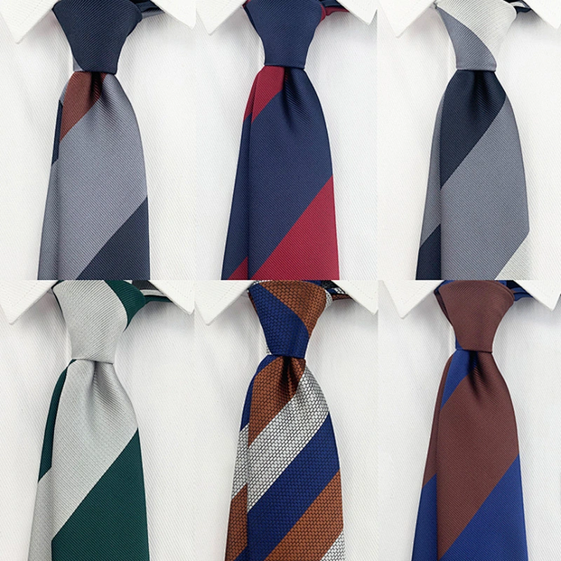 Custom Mens Neck Tie Classical Striped Necktie Wholesale Woven Jacquard  polyester tie