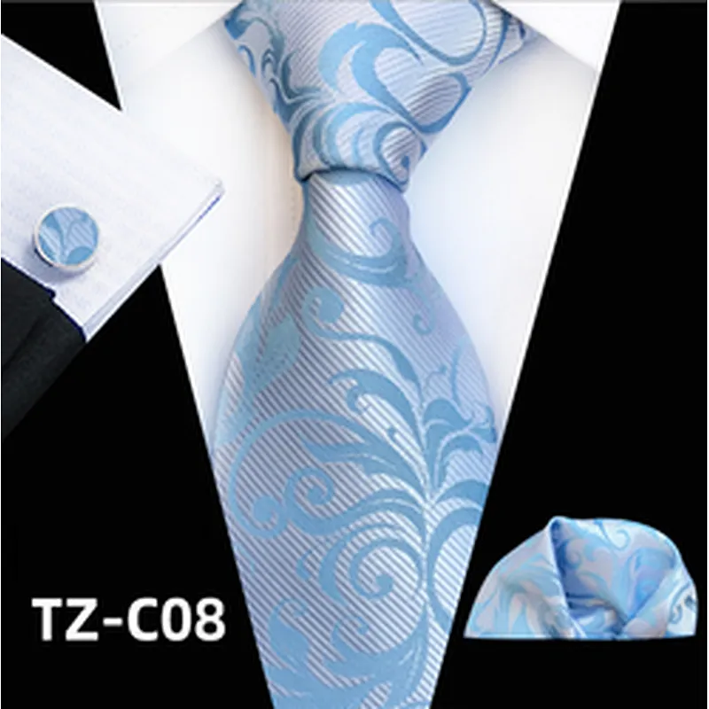 Paisley Neckties With Pocket Squares Luxury Men Ties and Hanky Set Custom Tie Pocket Square and Cufflink Set