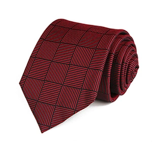 Custom Necktie Set Fashionable Gravata Masculina Jacquard Woven Wine Red Plain Polyester Ties