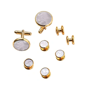 Custom Cufflinks Men Luxury Cufflink Button Sublimation 8 pcs Cuff Links and studs Set
