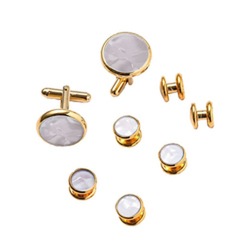 Custom Cufflinks Men Luxury Cufflink Button Sublimation 8 pcs Cuff Links and studs Set