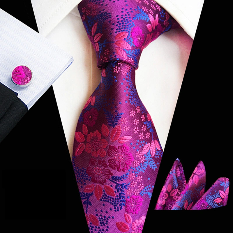 Luxury Neckties With Pocket Squares Casual Ties For Men Italian Wholesale Men Ties And Hanky Cufflinks Set