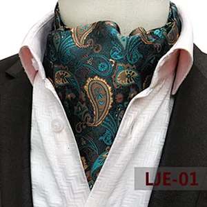 Classic Paisley Folard Mens Ascot Casual Cravate Homme Polyester Jacquard Woven Ties For Men Italian