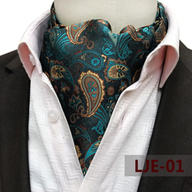 Classic Paisley Folard Mens Ascot Casual Cravate Homme Polyester Jacquard Woven Ties For Men Italian