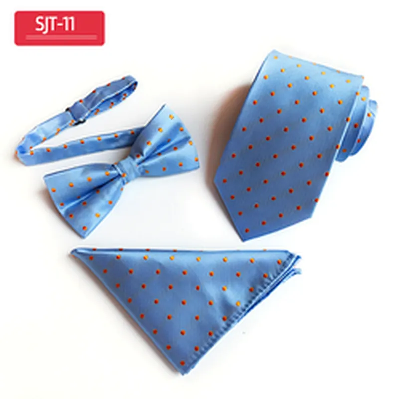 Fashion Neckties with Pocket Square Casual Dot Men Ties and Hanky Set Party Men Bow Tie Set Handkerchief Set