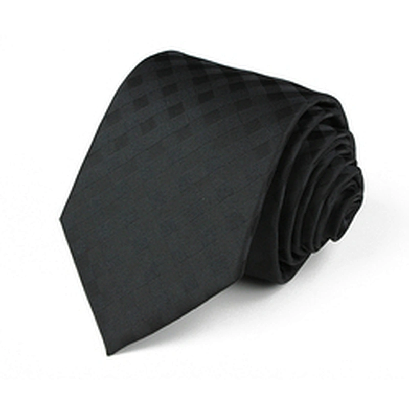 Custom Logo Gravata Slim Xadrez Polyester Woven Tie Jacquard Black Tie Corbatas Juveniles Ties For Men Italian