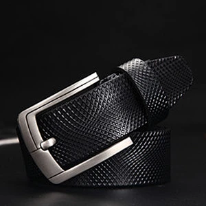 Leather belt men's vintage leather belt mesh embossed needle buckle casual pants belt