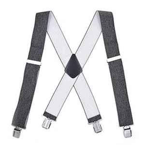 Wholesale 5cm width solid color Adjustable 4 Clip X-Back Heavy Duty Clip Mens Suspenders Elastic Pants Braces