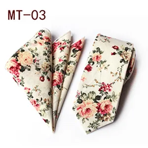 Classic Men Ties and Hanky Set Floral Neckties with Pocket Squares Casual Neck Ties For Men