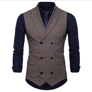 Smart Casual Men's Vests & Waistcoats Formal Suits Vest Chalecos Hombre Cotton Plaid Men's Innerwear Vest