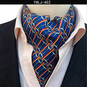 Casual Mens Ascot Polyester Jacquard Woven Ties For Men Italian Classic Paisley Cravate Tie