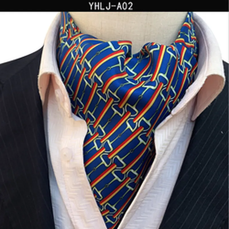 Casual Mens Ascot Polyester Jacquard Woven Ties For Men Italian Classic Paisley Cravate Tie