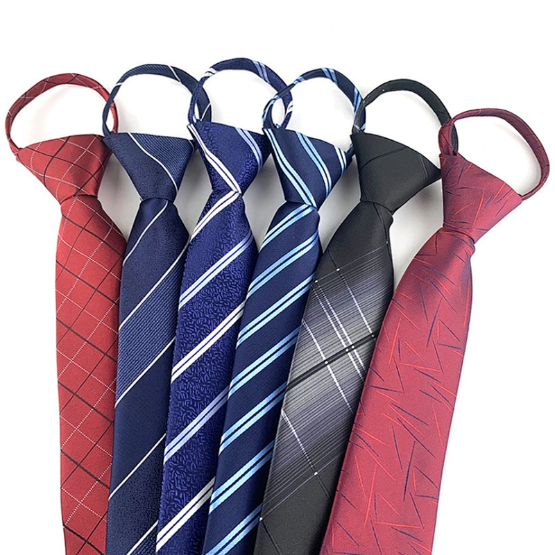 Custom Boys Zipper Ties Novel Polyester Jacquard Woven Zipper Tie Fashionable Lattice Zipper Ties For Men