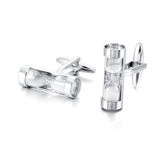 Custom charming high-end white sand timer shirt cufflinks