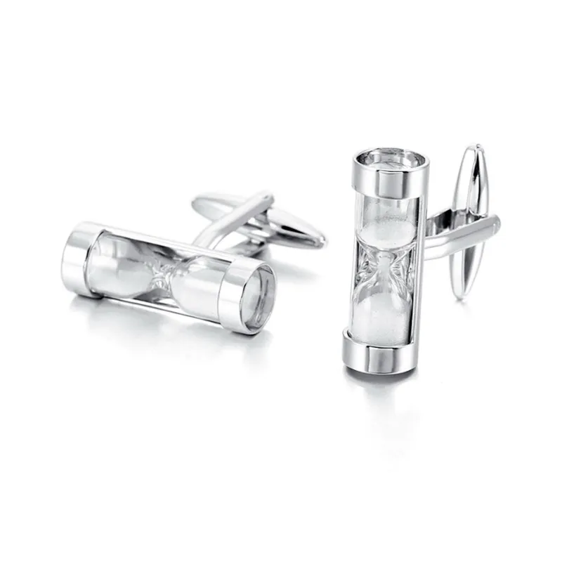 Custom charming high-end white sand timer shirt cufflinks