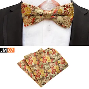 Casual Mens Bow Ties and Hanky Sets Floral Pocket Squares for Men Custom Men Bow Tie Sets Handkerchief Set