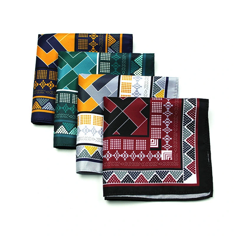 wholesale high quality men polyester printing pocket squares