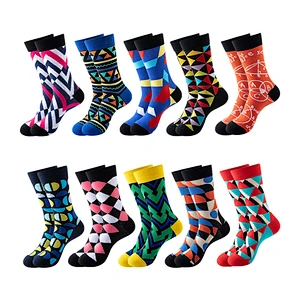 wholesale geometric pattern fashion socks Amazon hot sale socks men and women personality trend socks cotton stockings