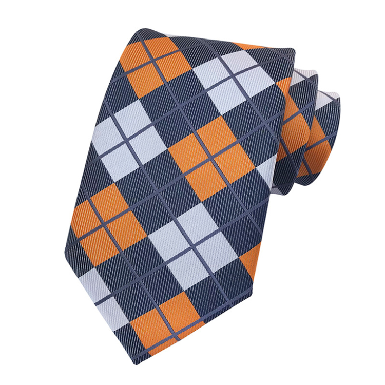 Fashion Grid Neck Ties For Men Polyester Cravate Pour Homme Custom Neckties Men Jacquard Woven