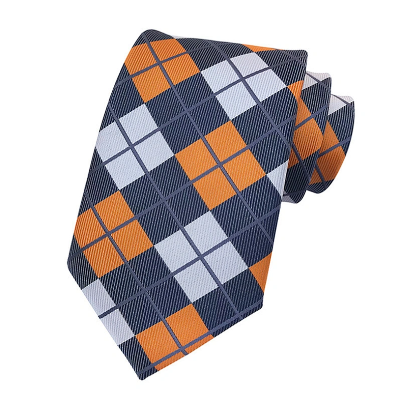 Fashion Grid Neck Ties For Men Polyester Cravate Pour Homme Custom Neckties Men Jacquard Woven
