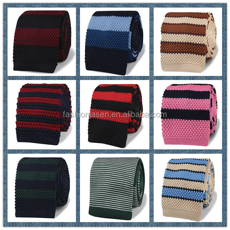 fashion mens polyester plain knit tie