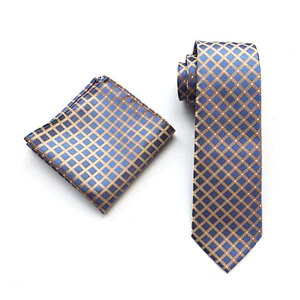 Casual Floral Neckties with Pocket Square Grid Ensemble Cravate Mouchoirs Custom Men Ties and Hanky Set