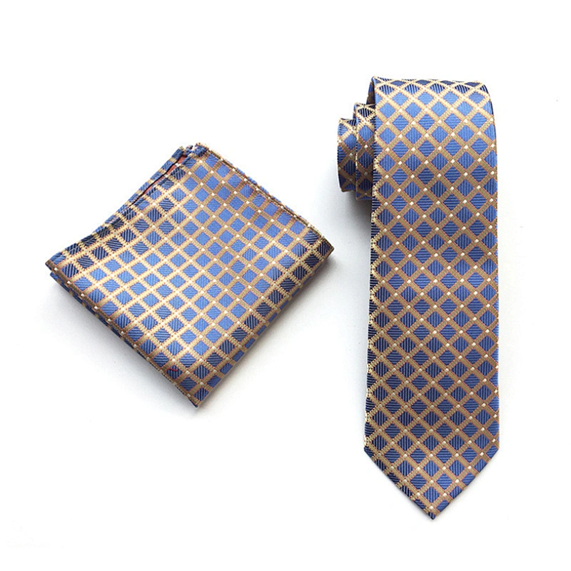 Casual Floral Neckties with Pocket Square Grid Ensemble Cravate Mouchoirs Custom Men Ties and Hanky Set