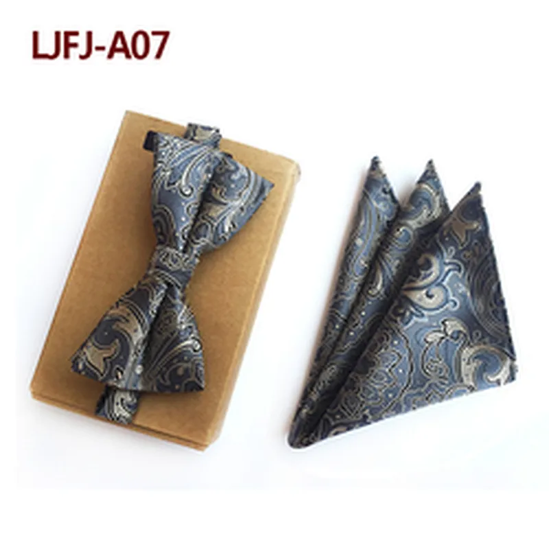 Custom Pocket Squares for Men Classic Mens Bow Ties and Hanky Sets Stripe Men Bow Tie Sets Handkerchief Set