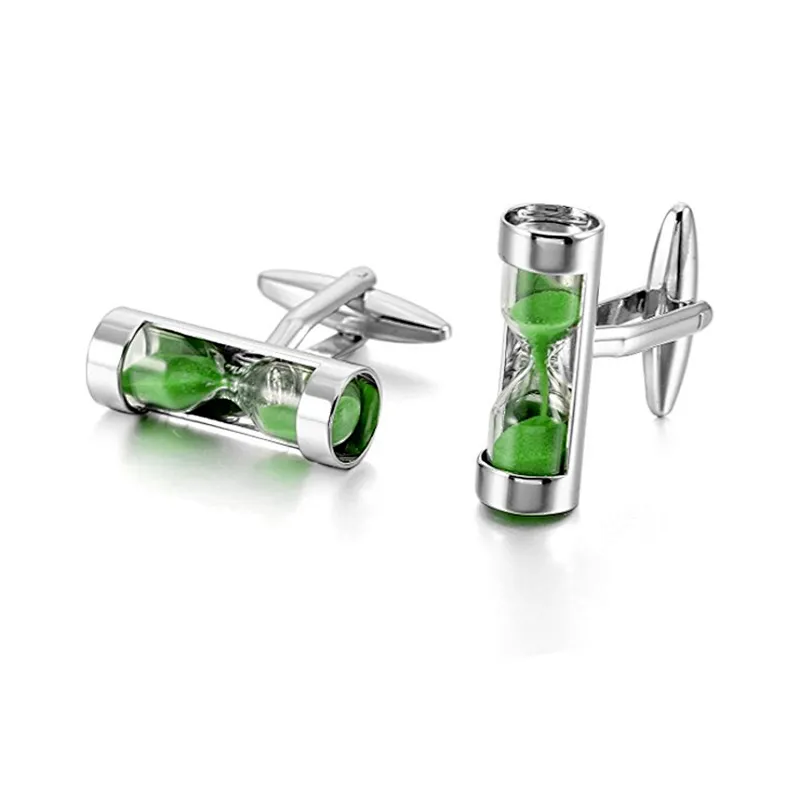 Custom charming high-end white sand timer shirt cufflinks