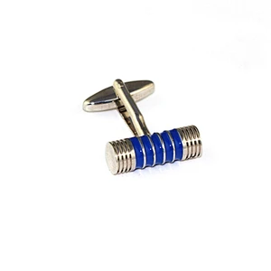 Custom men's birthday gift shiny blue cufflinks