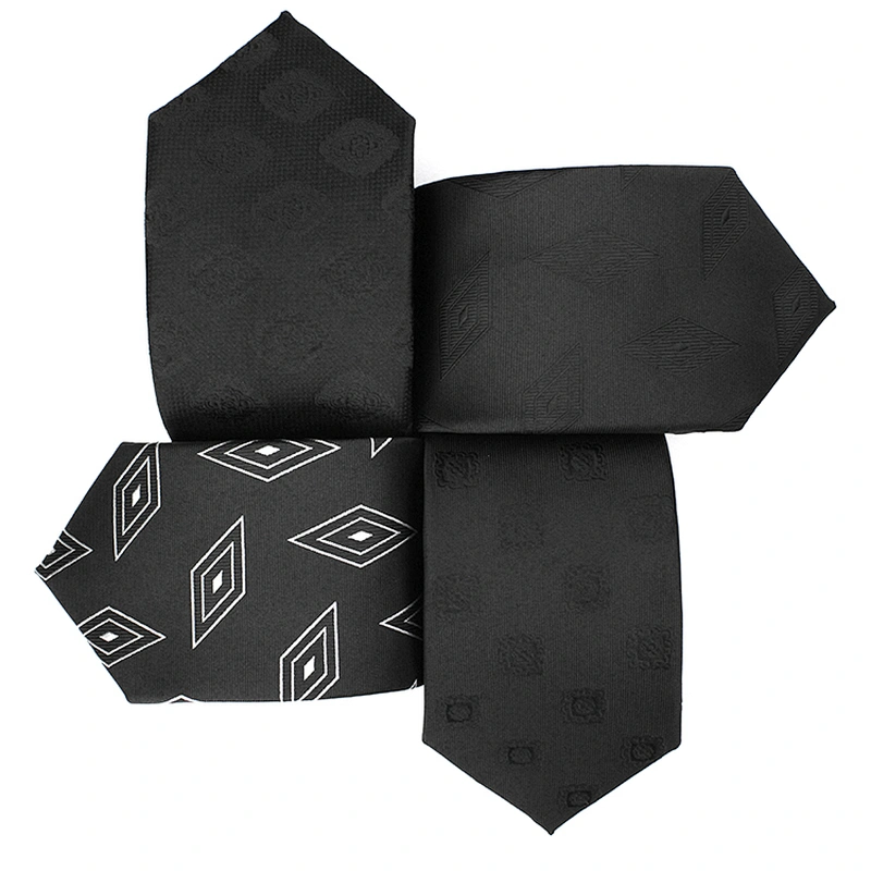 Fashion Custom Logo Business Mens Black Silk Neck Ties For Men