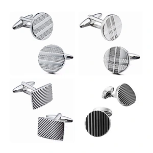 Fashion Logo Cufflinks Cuff Links or Tie Clips Silver and Steel Plating