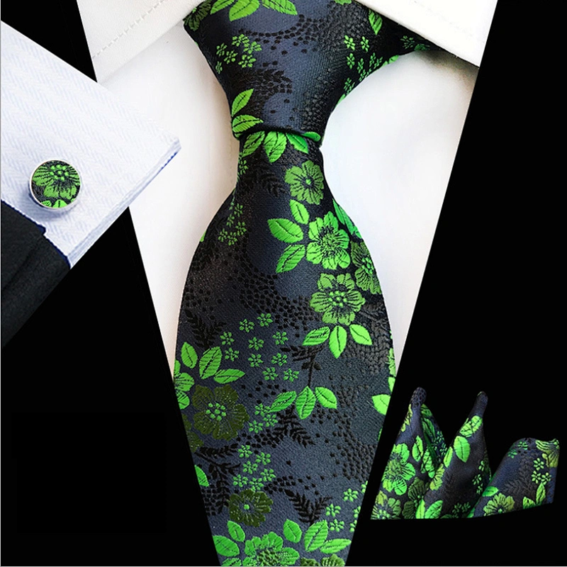 Luxury Neckties With Pocket Squares Casual Ties For Men Italian Wholesale Men Ties And Hanky Cufflinks Set