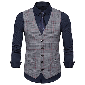 Striped Men Vest Waistcoat Formal Single Breasted Suit Vest Men Cotton Black Gilet Vest