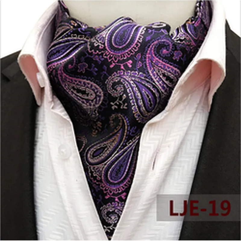 Classic Paisley Folard Mens Ascot Casual Cravate Homme Polyester Jacquard Woven Ties For Men Italian