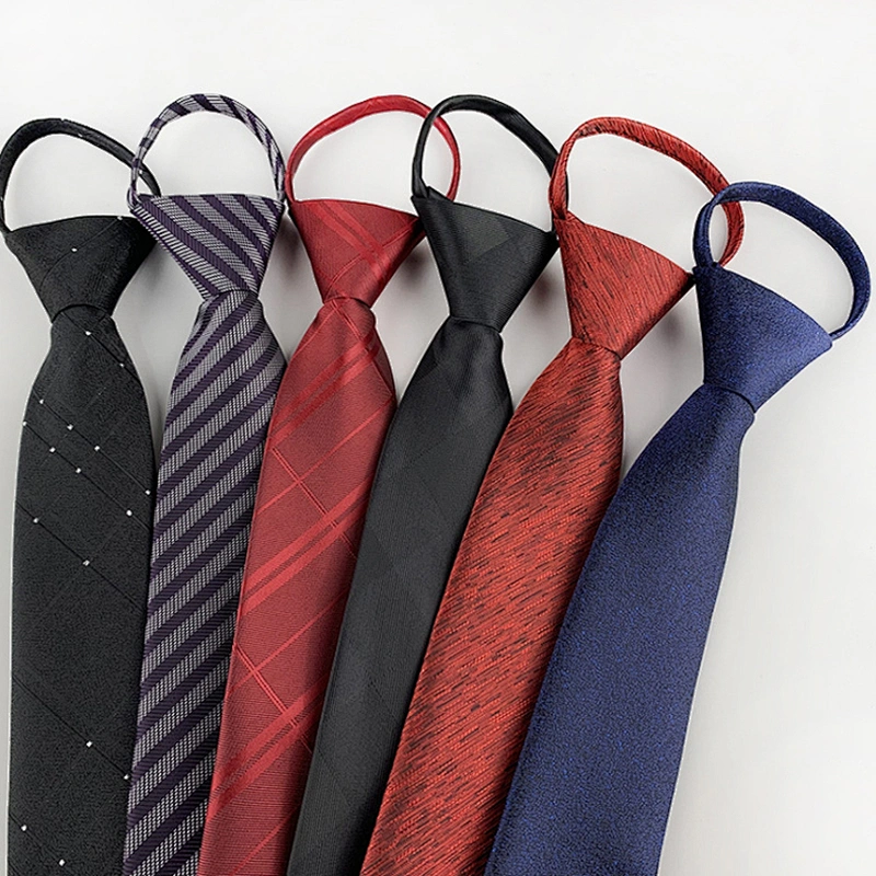 Custom Zipper Tie Fashionable No Tie Plain Boys Zipper Necktie Jacquard Lazy Zipper Ties For Men