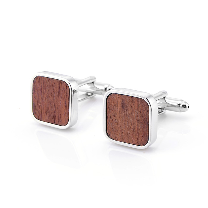 High Quality Mens Novelty Wooden Cufflinks Cuff Links or Tie Clips Mens Jewelry Brass White Steel Printing