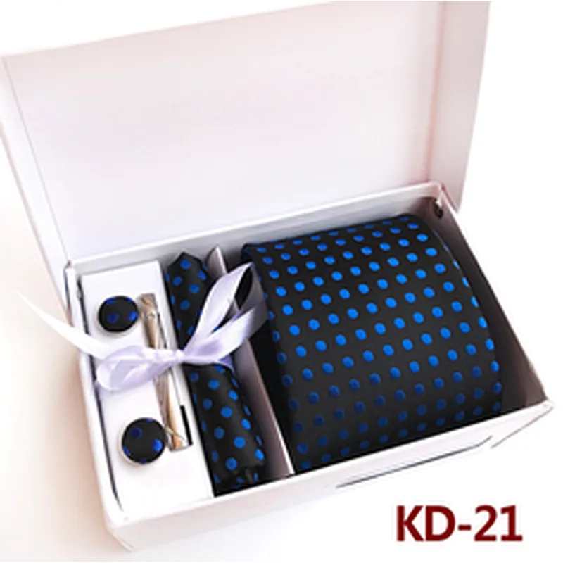 Classic Dot Neckties with Pocket Squares Custom Men Ties and Hanky Set Tie Clip Pocket Square and Cufflink Set Gift Box