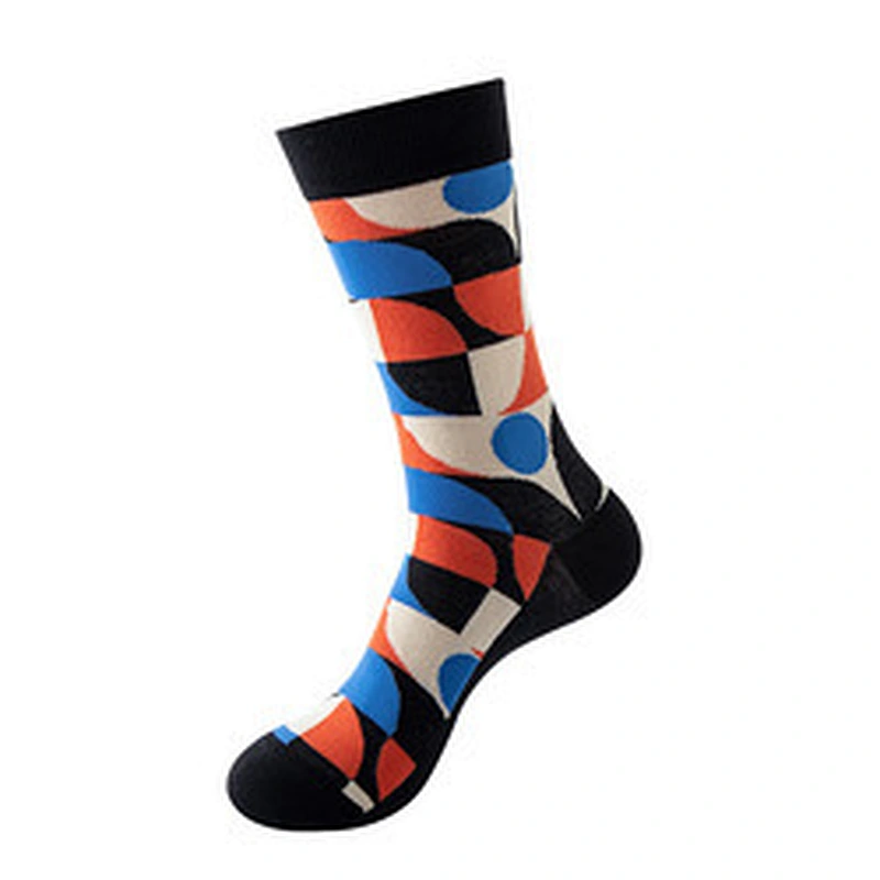 wholesale geometric pattern fashion socks Amazon hot sale socks men and women personality trend socks cotton stockings