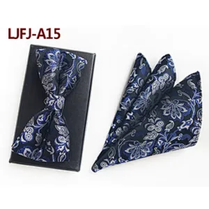 Custom Pocket Squares for Men Casual Mens Bow Ties and Hanky Sets Grid Men Bow Tie Sets Handkerchief Set