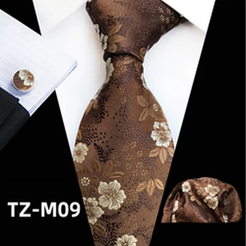 Wholesale Floral Men Ties And Hanky Cufflinks Set Casual Ties For Men Italian Luxury Neckties With Pocket Squares