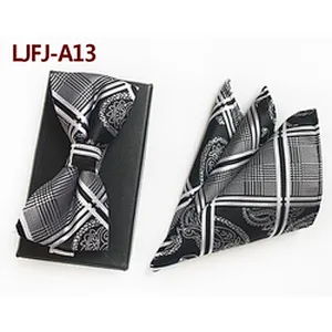Paisley Mens Bow Ties and Hanky Sets Fashion Red Men Bow Tie Sets Handkerchief Set Custom Pocket Squares for Men