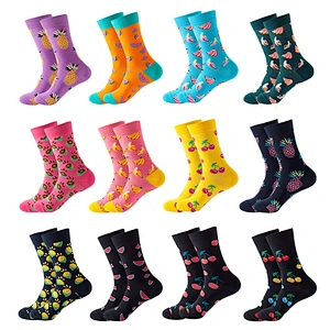 Wholesale Cotton Colorful Fruit Animal Festival Funny Crew Women Men Custom Unisex Funny Socks