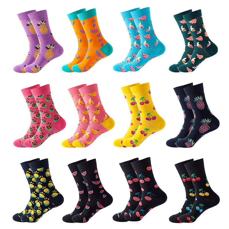 Wholesale Cotton Colorful Fruit Animal Festival Funny Crew Women Men Custom Unisex Funny Socks