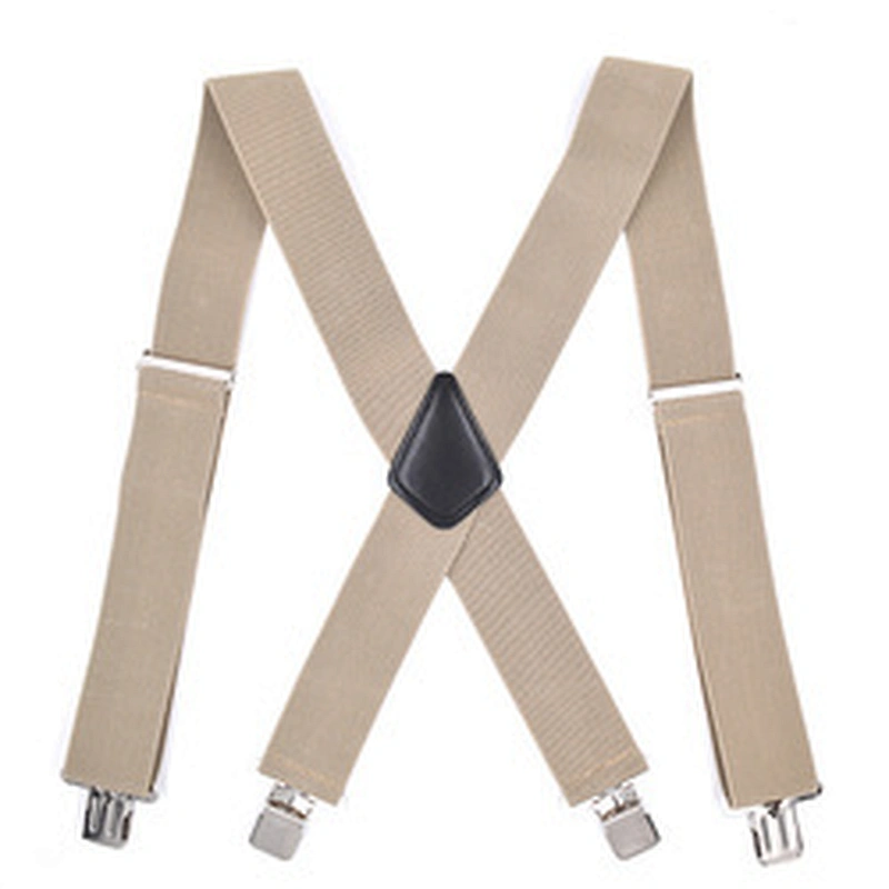 Wholesale 5cm width solid color Adjustable 4 Clip X-Back Heavy Duty Clip Mens Suspenders Elastic Pants Braces
