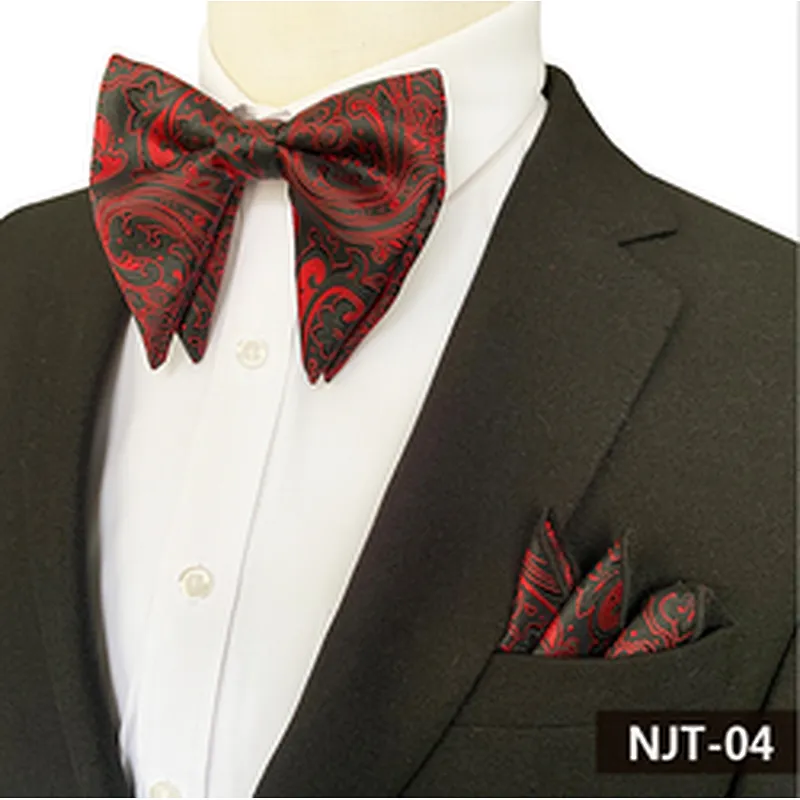 Paisley Mens Bow Ties and Hanky Sets Custom Pocket Squares for Men Casual Men Bow Tie Sets Handkerchief Set