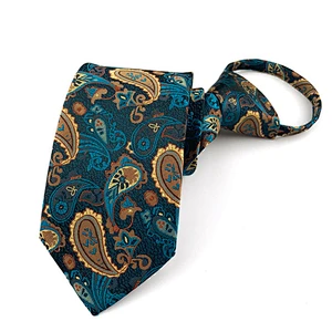 Custom Boys Zipper Ties Novel Polyester Jacquard Woven Zipper Tie Fashionable Lattice Zipper Ties For Men