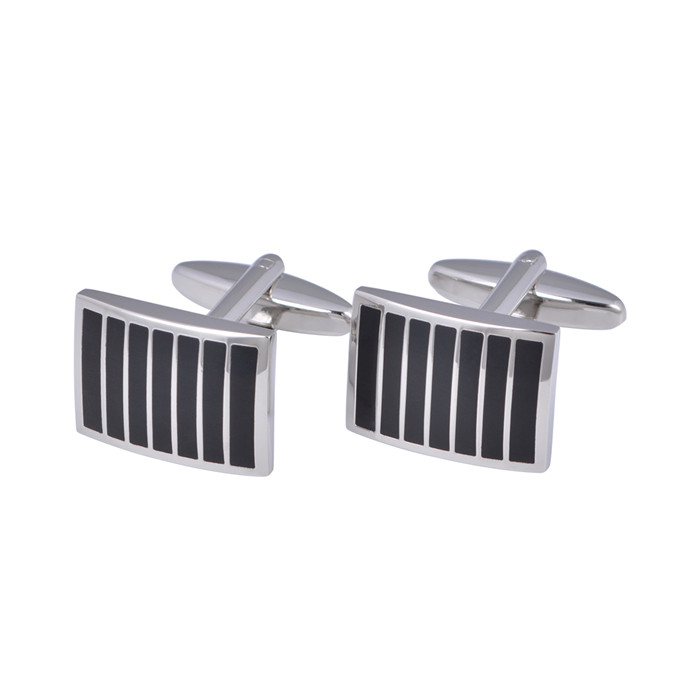Black Cufflinks Stainless Steel for Men Cuff Links or Tie Clips Steel Plating